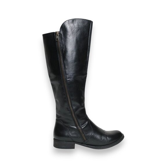 Steve Madden Shawny Black Leather Knee High Riding Boots Size 8.5M - Picture 1 of 13
